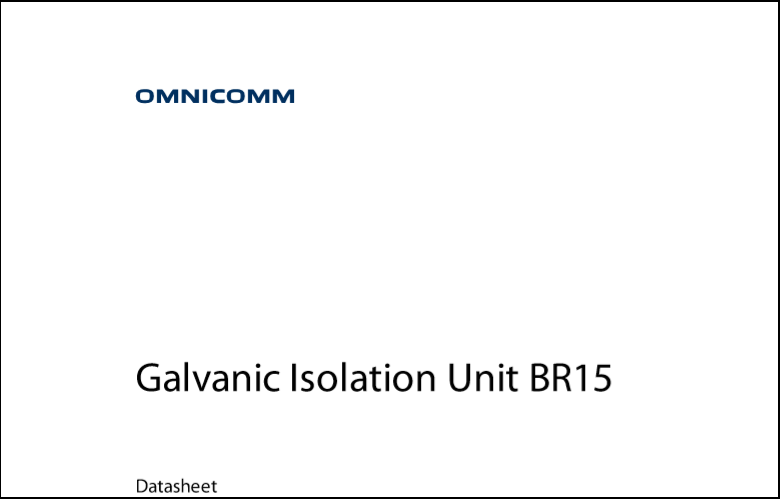Galvanic Isolation Unit BR15 Datasheet
