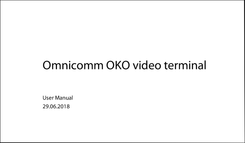 OMNICOMM OKO Video Terminal User Manual