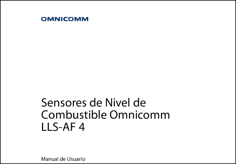 OMNICOMM Sensores de Nivel de Combustible LLS-AF 4 Manual de Usuario