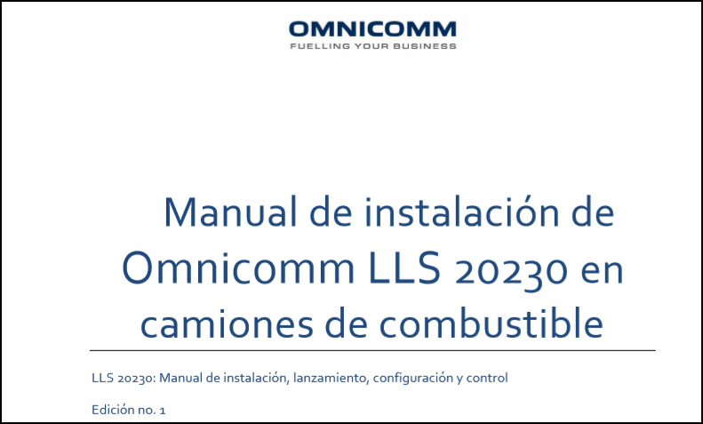 Manual de instalación del sensor de nivel de combustible OMNICOMM LLS 20230 en camiones de combustible