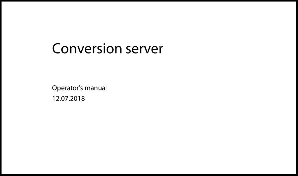 Conversion Server User Manual